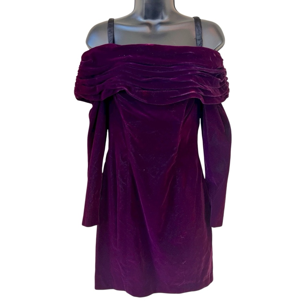 VINTAGE RAMPAGE velvet off the shoulder dress